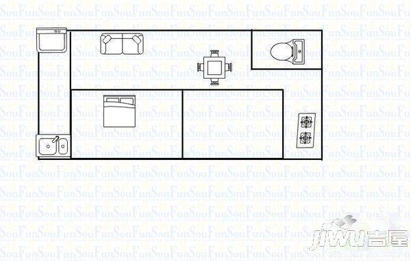 福田里2室1厅1卫户型图