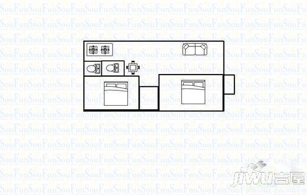 芦山花园2室2厅1卫户型图