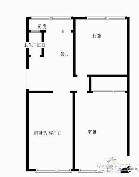 芦山花园2室2厅1卫户型图