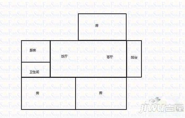 芦山花园2室2厅1卫户型图