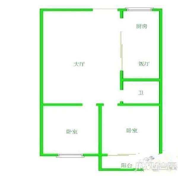 芦山花园2室2厅1卫户型图