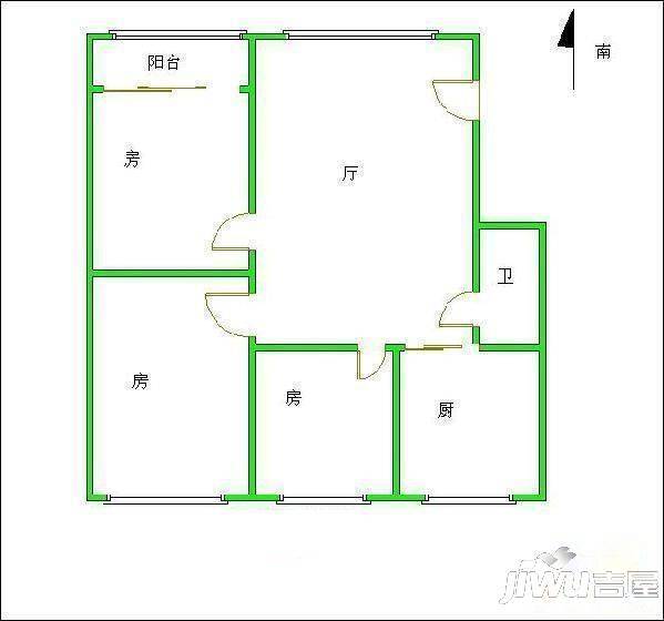 良化新村东2室2厅1卫户型图