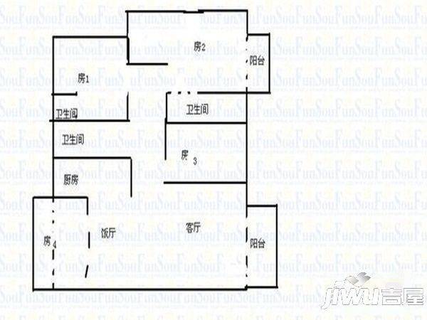 天河小苑2室1厅1卫户型图