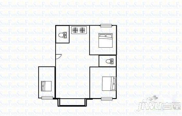 天河小苑2室1厅1卫户型图