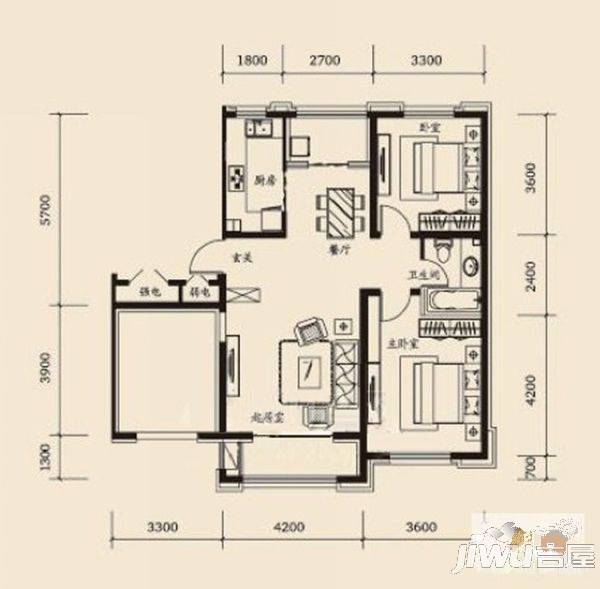 聚德花园2室1厅1卫户型图