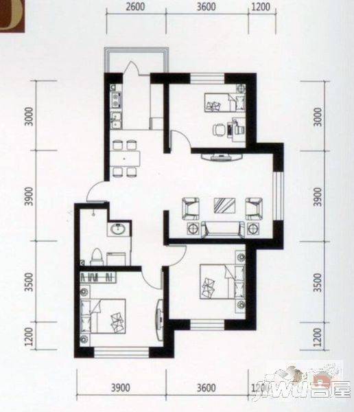 南苑里3室1厅1卫户型图