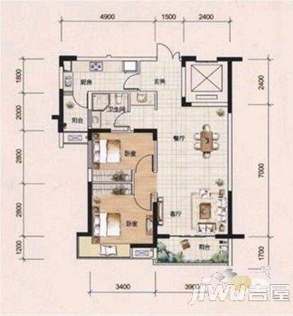 灏景园别墅3室2厅2卫户型图