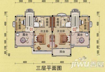 灏景园别墅3室2厅2卫户型图