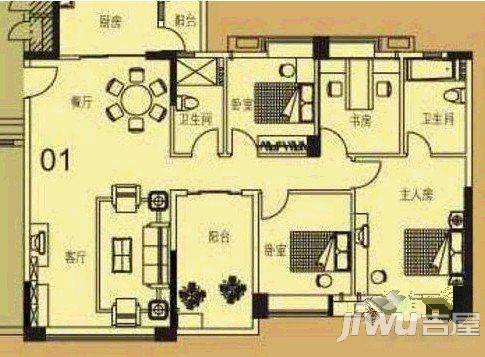 灏景园别墅3室2厅2卫户型图