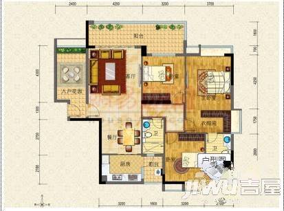 灏景园别墅3室2厅2卫户型图