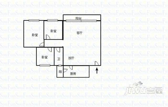 雅怡居3室2厅1卫户型图