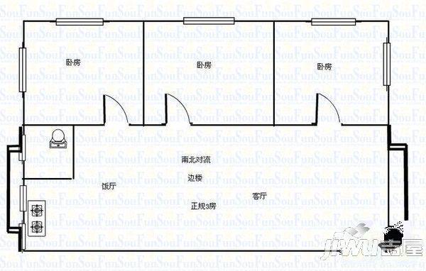 甘化新村3室2厅2卫户型图