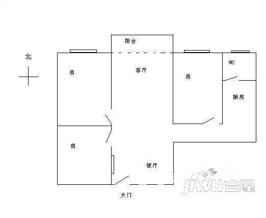 翠竹苑2室1厅1卫户型图