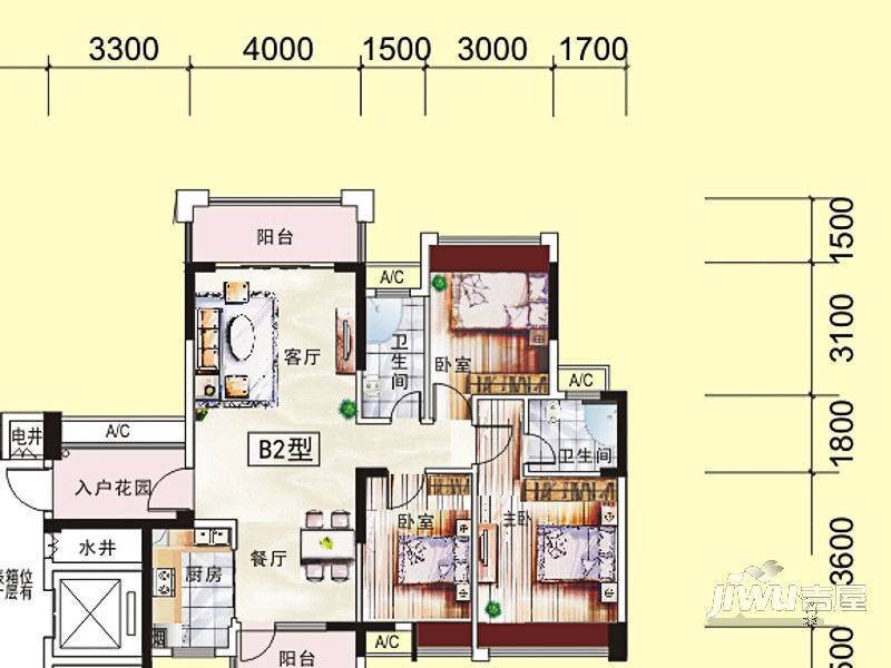 御龙轩3室2厅2卫112.3㎡户型图