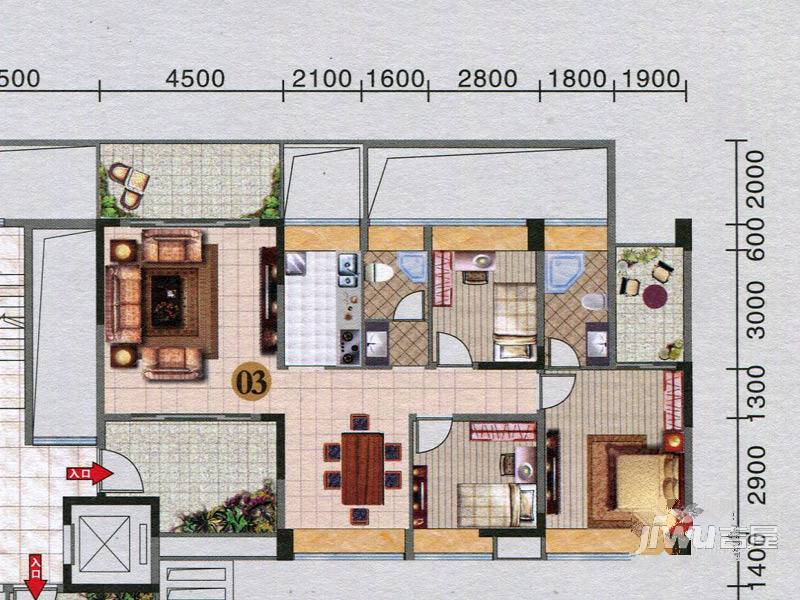 红棉雅苑3室2厅2卫112㎡户型图