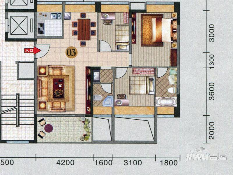 红棉雅苑3室2厅2卫112㎡户型图