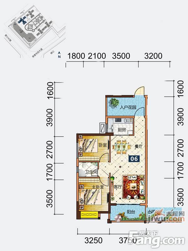 建安御锦珑湾2室2厅2卫83㎡户型图