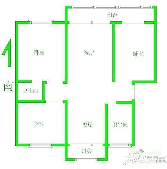 同德园2室2厅1卫户型图