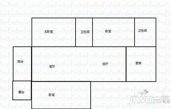 城东花园3室2厅2卫户型图