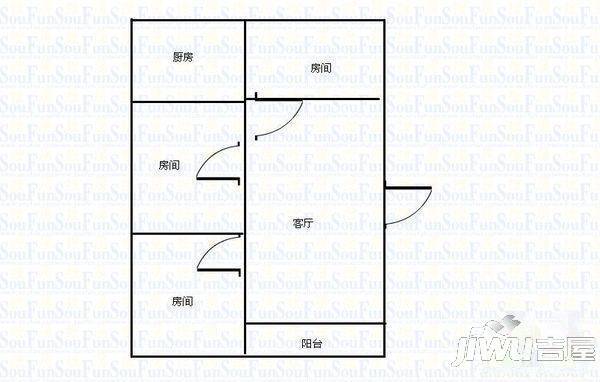 城东花园3室2厅2卫户型图