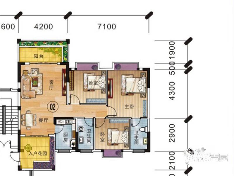 外海·翡翠华府3室2厅2卫123.5㎡户型图