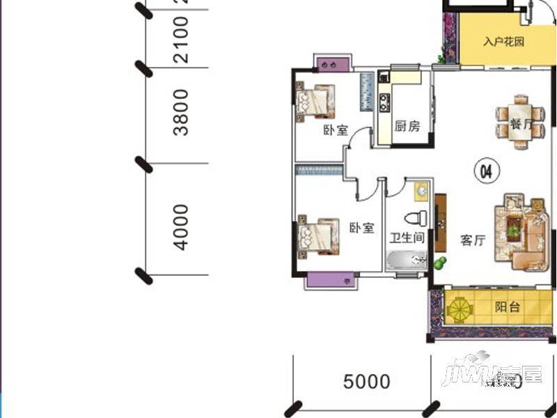 外海·翡翠华府3室2厅2卫99.6㎡户型图