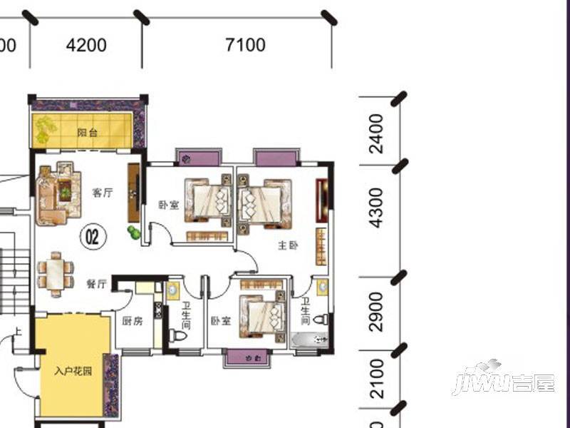 外海·翡翠华府3室2厅2卫123.5㎡户型图