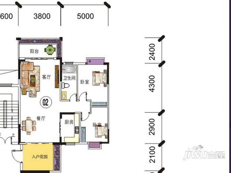 外海·翡翠华府3室2厅2卫123.5㎡户型图