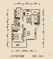 康桥水郡3室2厅2卫105.3㎡户型图