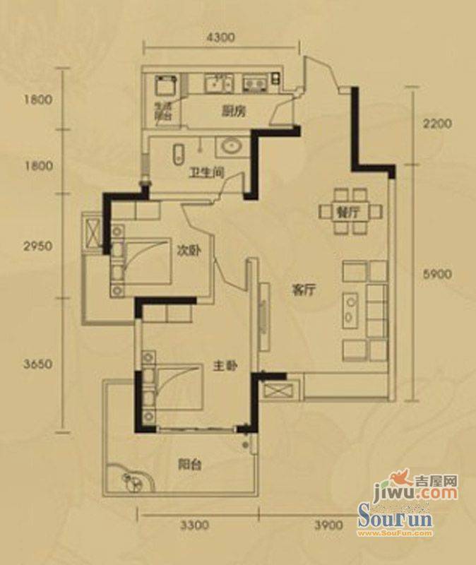 香山圣景绿岭3室2厅2卫108.5㎡户型图