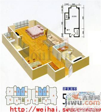 新浪屿海云轩1室1厅1卫59.1㎡户型图