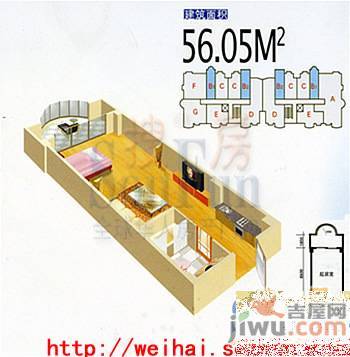 新浪屿海云轩1室1厅1卫59.1㎡户型图