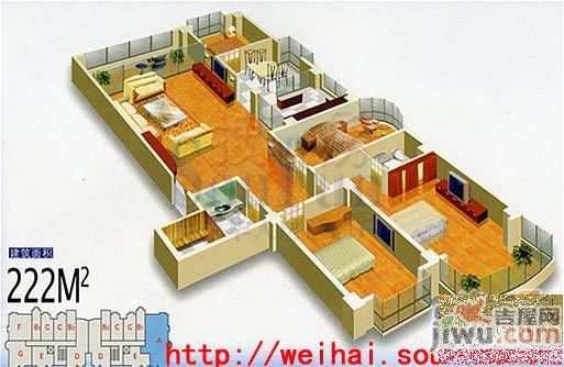 新浪屿海云轩1室1厅1卫59.1㎡户型图