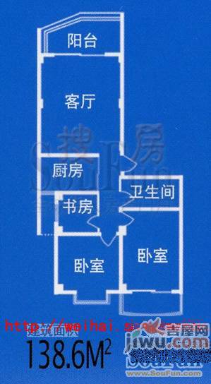 新浪屿海云轩1室1厅1卫59.1㎡户型图