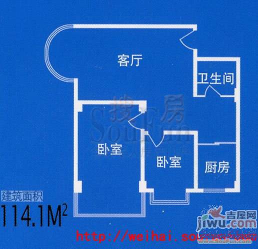 新浪屿海云轩1室1厅1卫59.1㎡户型图