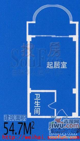 新浪屿海云轩1室1厅1卫59.1㎡户型图