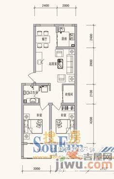 恒兴碧海名居2室1厅1卫77㎡户型图