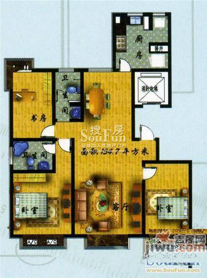 悦海花园3室2厅2卫189.1㎡户型图