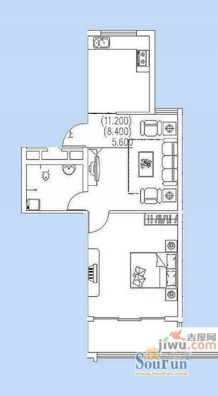 福里社区2室2厅1卫93㎡户型图