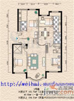 金海岸富豪城2室2厅2卫户型图