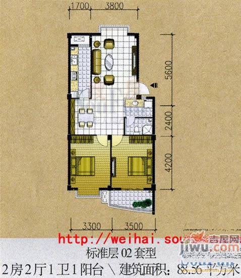 蔚蓝御景4室2厅2卫154㎡户型图