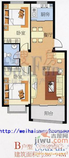 美林苑3室2厅1卫108㎡户型图