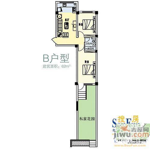 海岸明珠1室1厅1卫43㎡户型图