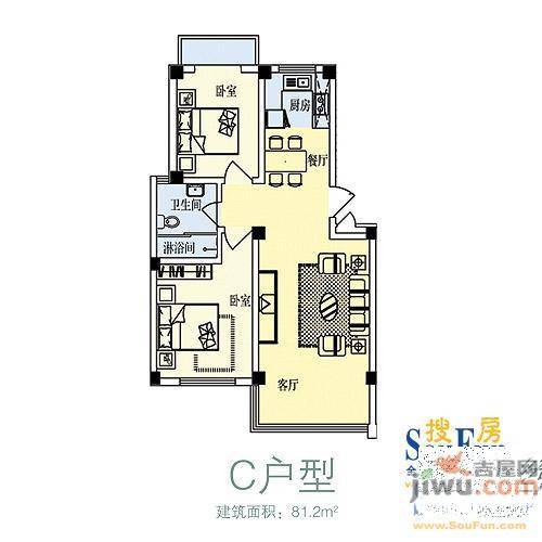 海岸明珠1室1厅1卫43㎡户型图