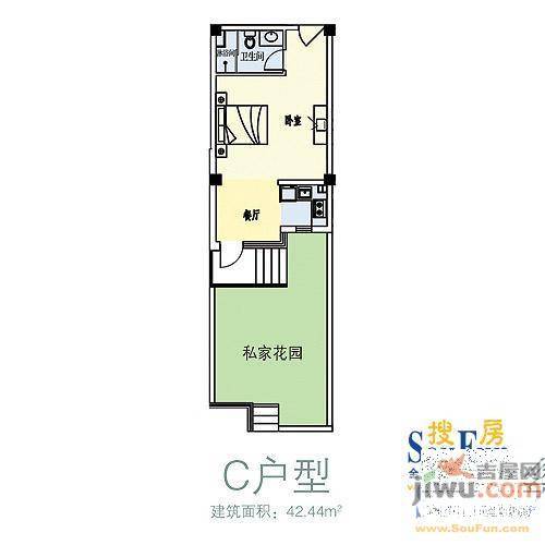 海岸明珠1室1厅1卫43㎡户型图