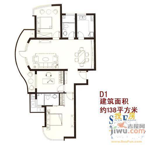 海岸明珠1室1厅1卫43㎡户型图