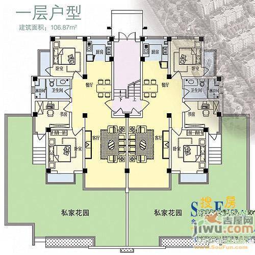 海岸明珠1室1厅1卫43㎡户型图