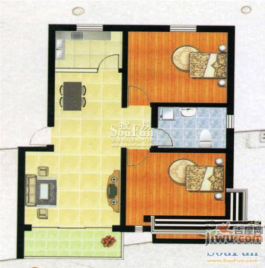 将军滨海花园2室2厅1卫72㎡户型图