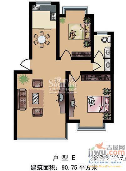 大公海岸2室1厅1卫76㎡户型图