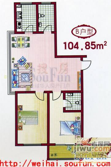 如意花园1室1厅1卫71.2㎡户型图